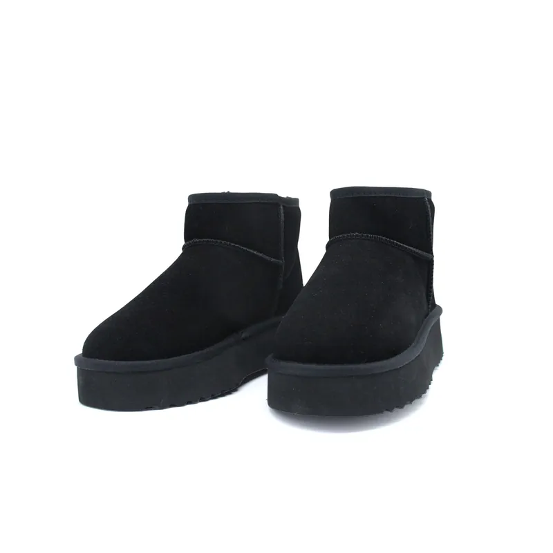 Genuine Suede Leather Flatform Comfort Ankle Boots - Kitise