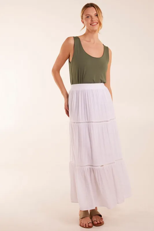 Ladder Trim Midi Skirt - Blue Vanilla