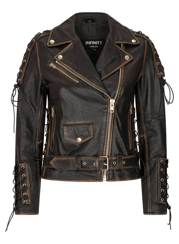 Cross Zip Brando Biker Leather Jacket Live To Ride - TruClothing