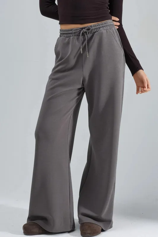 Ribbed Drawstring Waist Pants - Busem