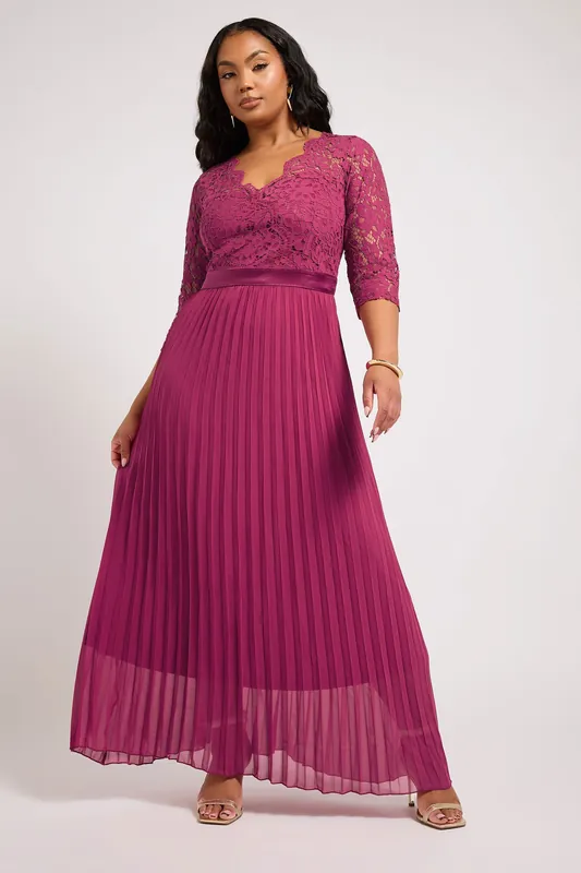 Lace Wrap Pleated Maxi Dress - Yours