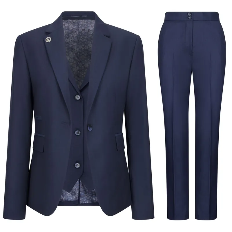 Women's 3 Piece Tailored Fit Plain Formal Office Suit - Infinity Leather