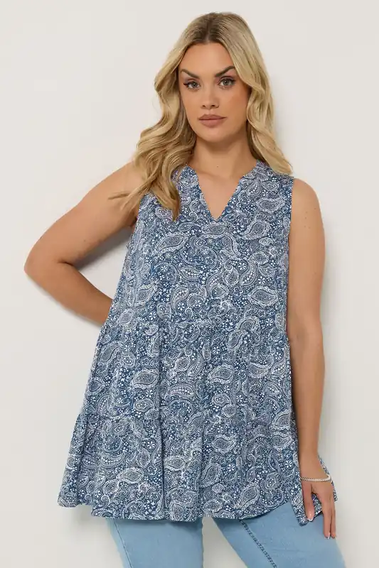 Paisley Notch Neck Vest Top - Yours