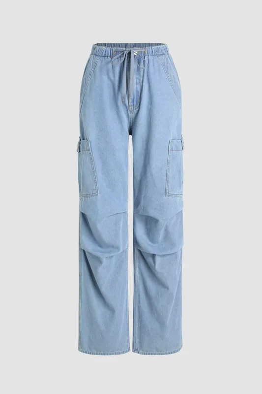 Elastic Waist Cargo Jeans - Hiccup