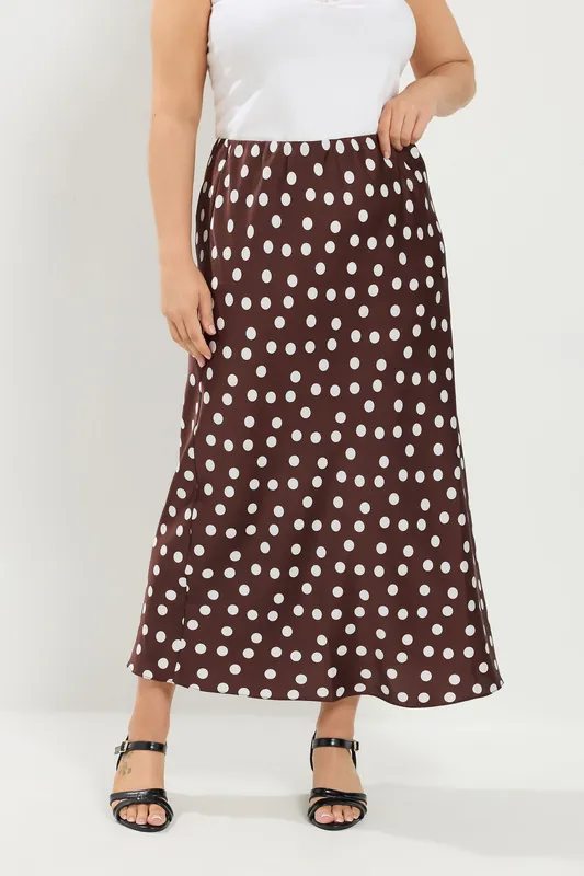 Polka Dot Maxi Satin Skirt - Yours