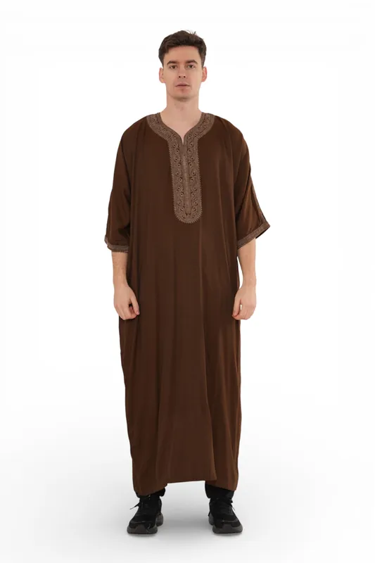 Ramadan Moroccan Thobe Robe Djellaba Gandoura Eid Jubba-HM67