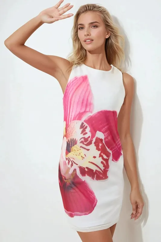 Bodycon Mini Dress with Floral Pattern - Hiccup