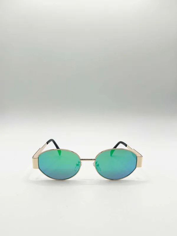 Oval Metal Frame Sunglasses - SVNX