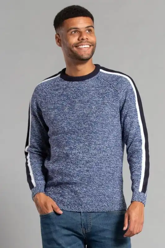 Crew Neck Jumper with Contrast Sleeve - Tokyo Laundry