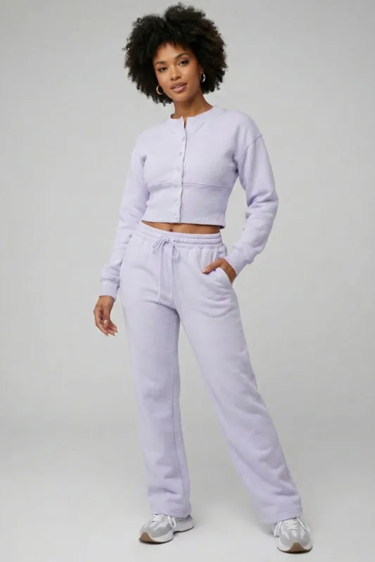Button-Up Sweatshirt and Wide Leg Trouser - Two-Piece Tracksuit