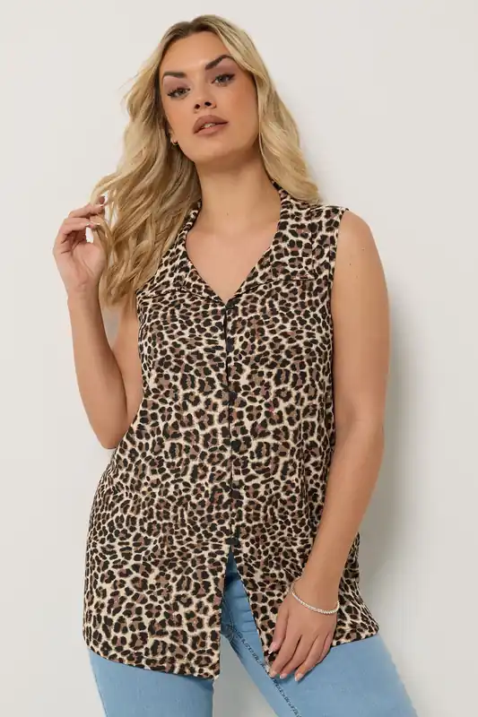 Leopard Print Collared Top - Yours
