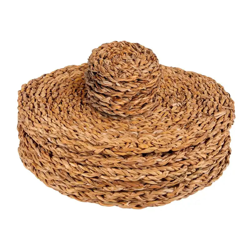 12pc Round Placemats & Coasters Set - Woven Seagrass