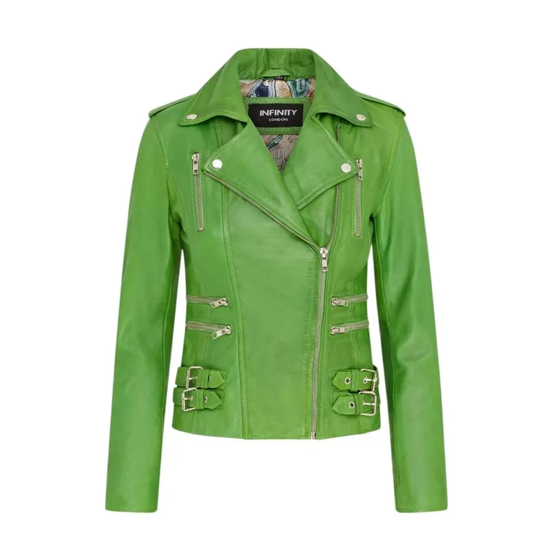 Real Lamb Nappa Leather Vintage Gothic Buckle Biker Jacket - TruClothing
