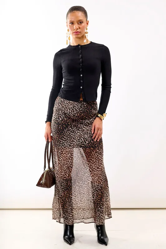 Leopard Chiffon Maxi Skirt - Needs No Label