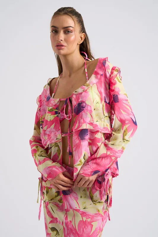 Floral Tie Front Top - Urban Bliss
