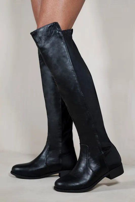 Diem' Over Тhe Knee Pull On Boots with Low Heel - Where's That From