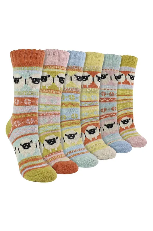 6 Pack Alpaca Socks with Sheep Pattern - Sock Snob