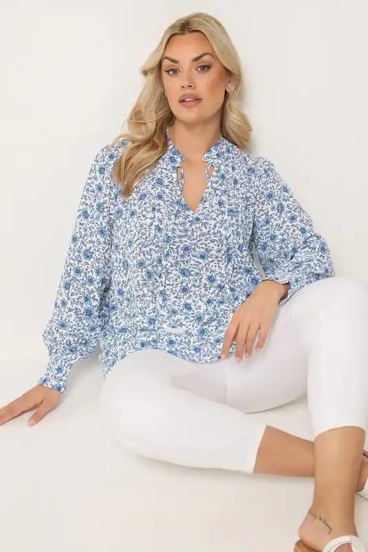 Floral Tie Neck Blouse - Yours