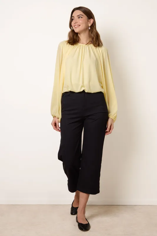 Lemon Batwing Puffball Blouse - Blue Vanilla