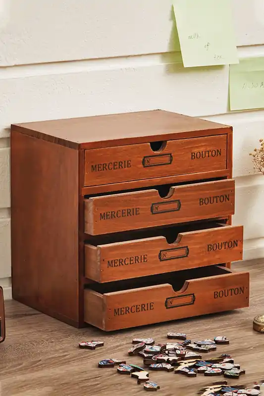 Retro 4-Drawers Wooden Organizer Box