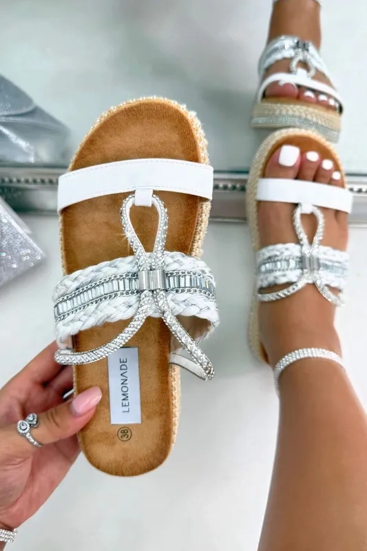 Crystal Solara Luxe Woven Platform Sliders - Love Lemonade