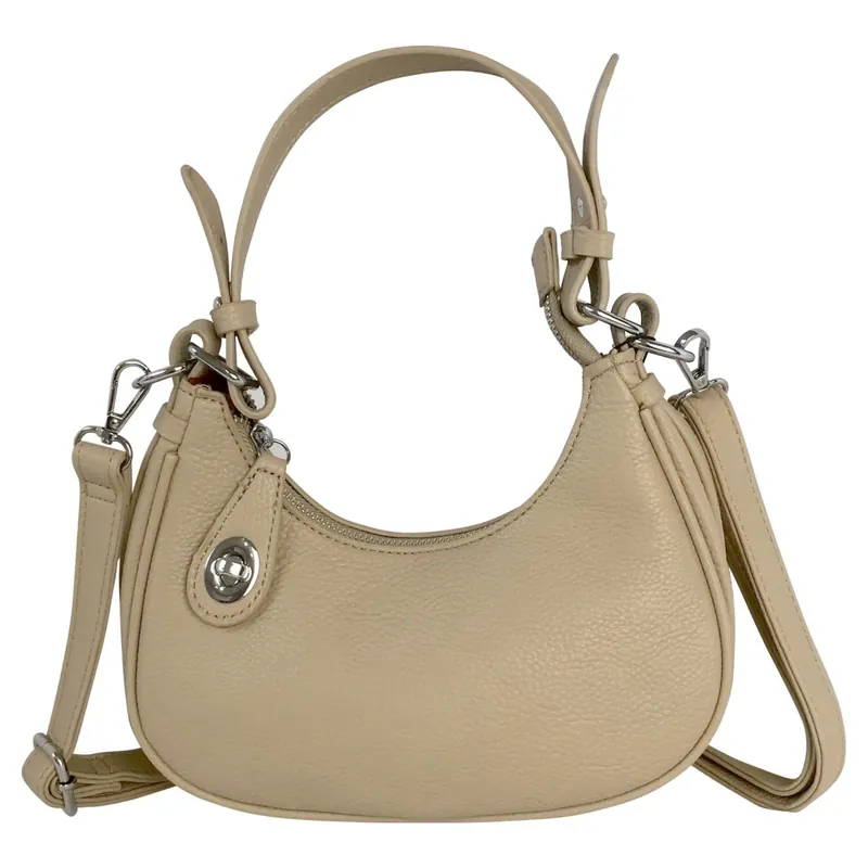 Small Turn-Lock Faux Leather Shoulder Bag