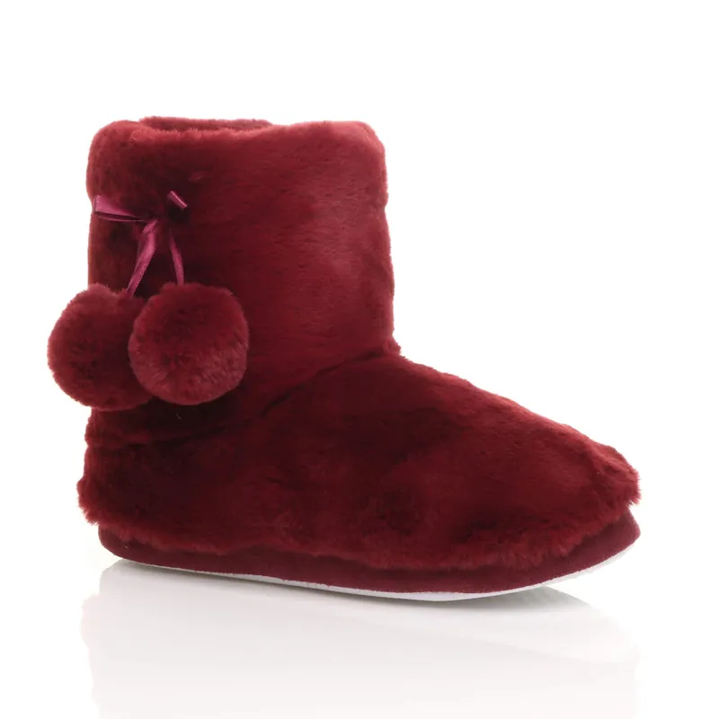 Faux Fur Lined Slip On Memory Foam Mules Slippers - AJVANI