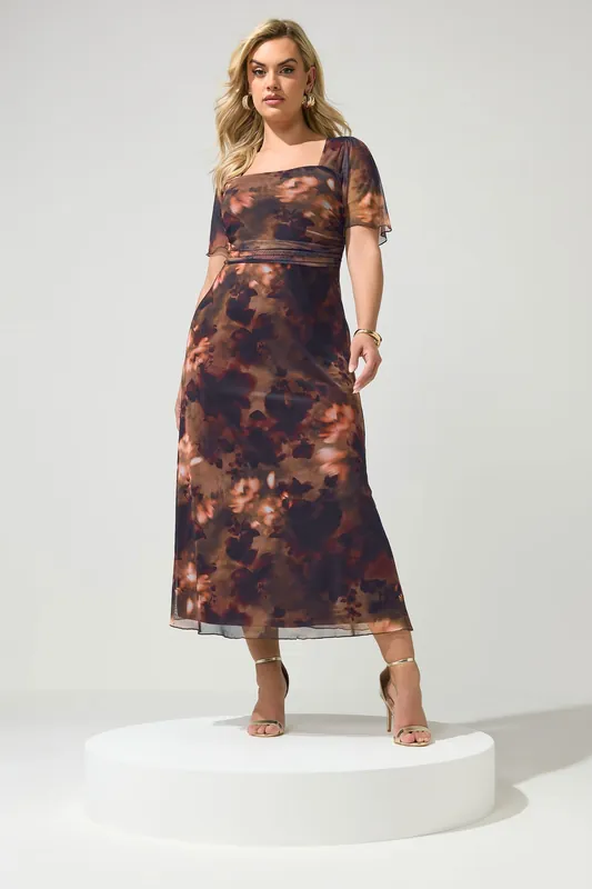 Floral Square Neck Maxi Dress - Yours