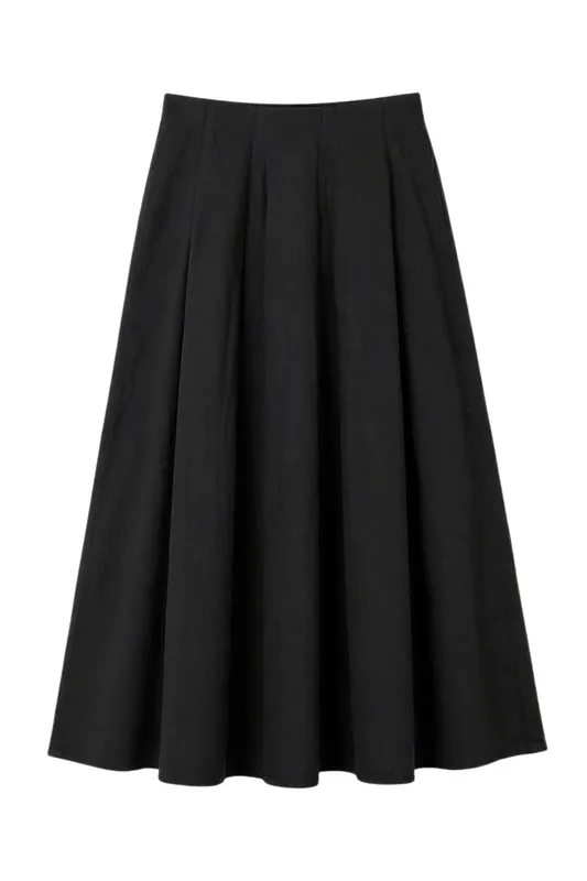 High Waist A-Line Midi Skirt