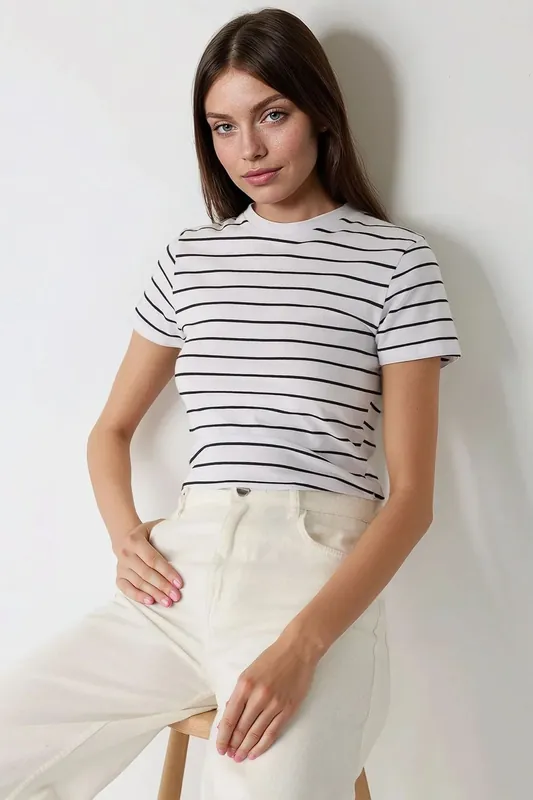 Striped Crew Collar T-Shirt