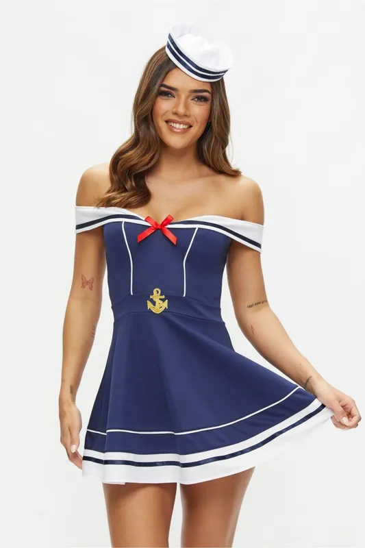 Bridal Sexy Sailor 2 Piece Costume with Hat - Ann Summers