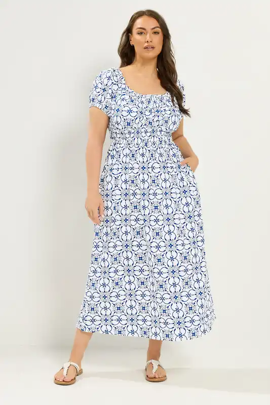 Floral Poplin Bardot Dress - Yours