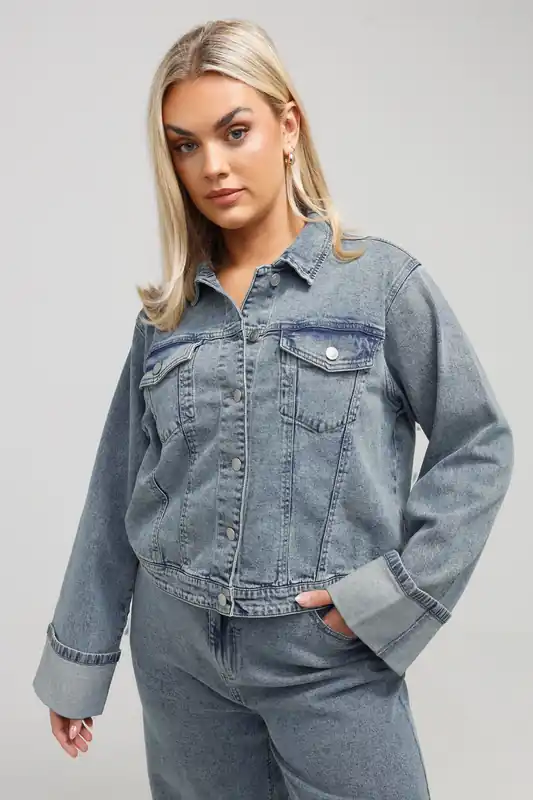 Washed Turn Up Denim Jacket - Yours
