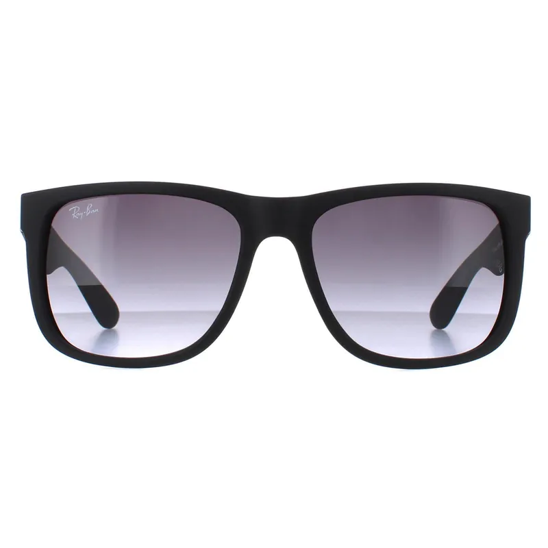 Rectangle Rubber Black Grey Gradient Sunglasses - Ray-Ban