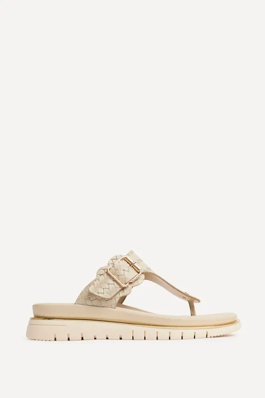Jovelle Ivory Woven Toe Post Flat Sandal - Linzi