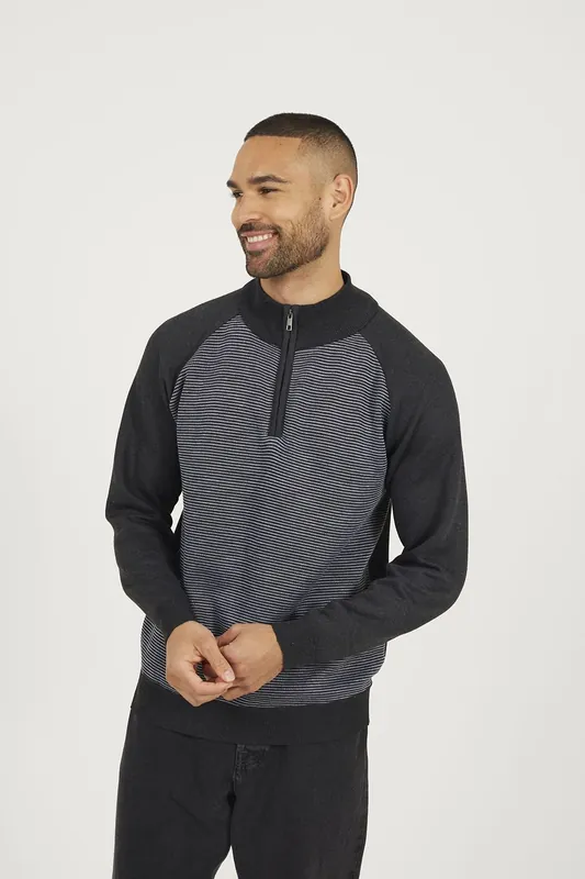 Quarter Zip Funnel Neck Jumper - Brave Soul