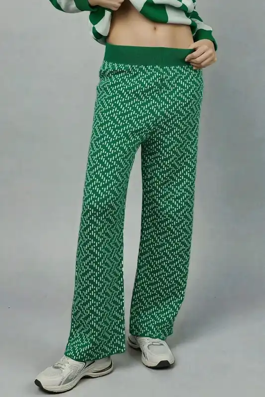 Patterned Pull-On Knit Pants with Elastic Waist