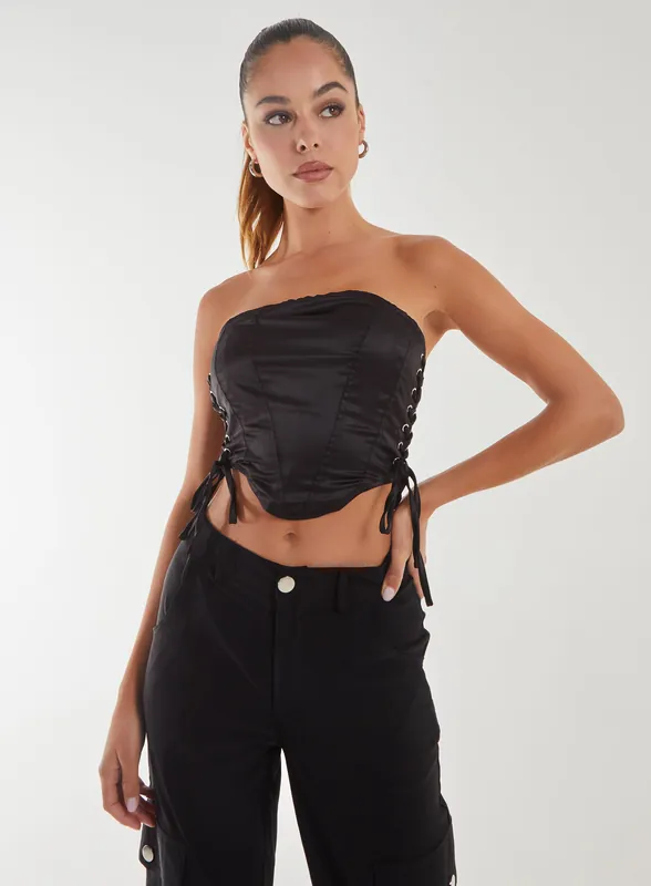 Lace Up Corset Top - Pink Vanilla