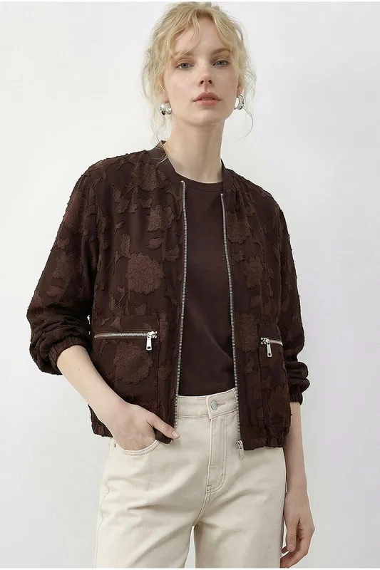 Floral Oversized Bomber Jacket - Bianco Lucci