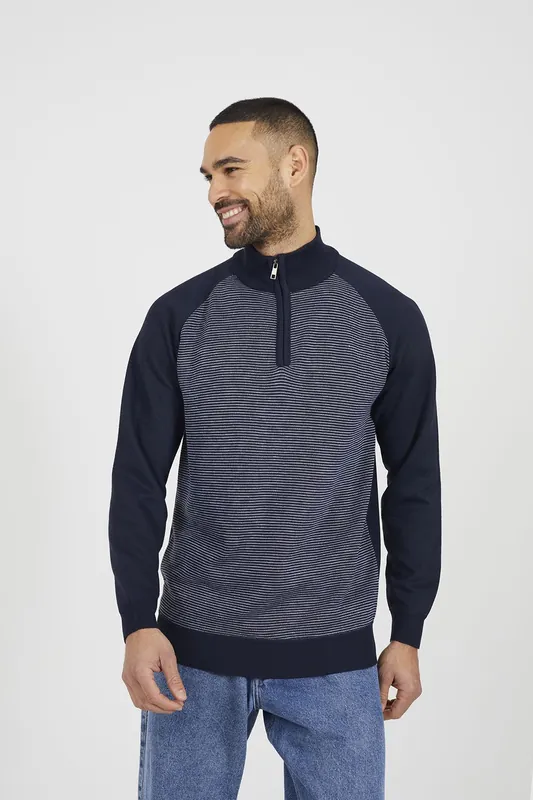 Quarter Zip Funnel Neck Jumper - Brave Soul