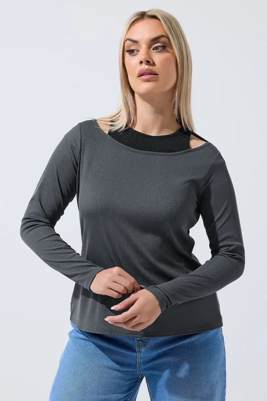 2-In-1 Ribbed Long Sleeve T-Shirt