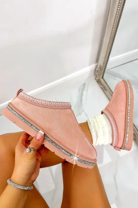 Crystal Tazgirl Faux Fur Lined Mule Clog Slippers - Love Lemonade