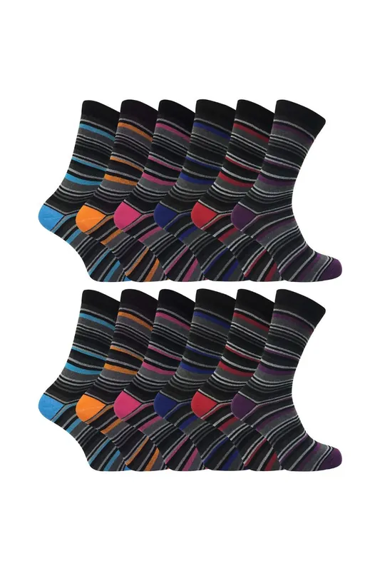 12 Pairs Cotton Rich Formal Dress Coloured Socks - Sock Snob