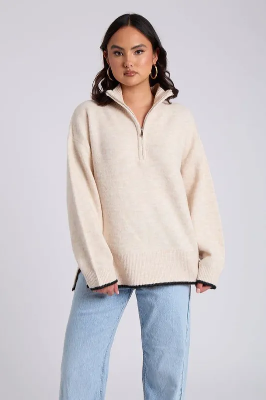 Contrast Half Zip Jumper - Urban Bliss