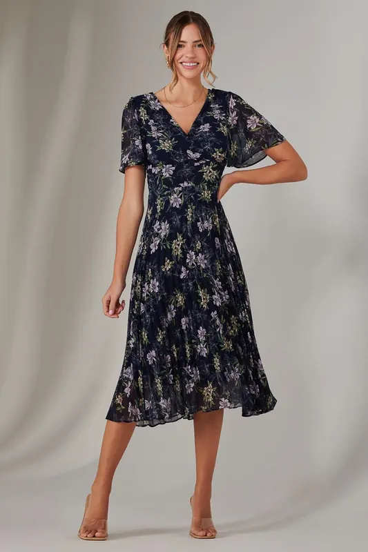Chiffon Pleated Wrap Midaxi Dress - Jolie Moi