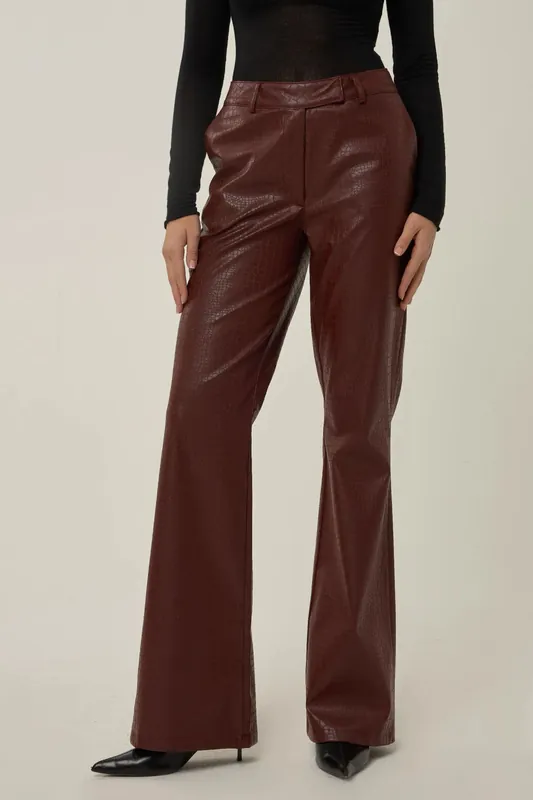 High-Waist Faux Leather Flare Pants