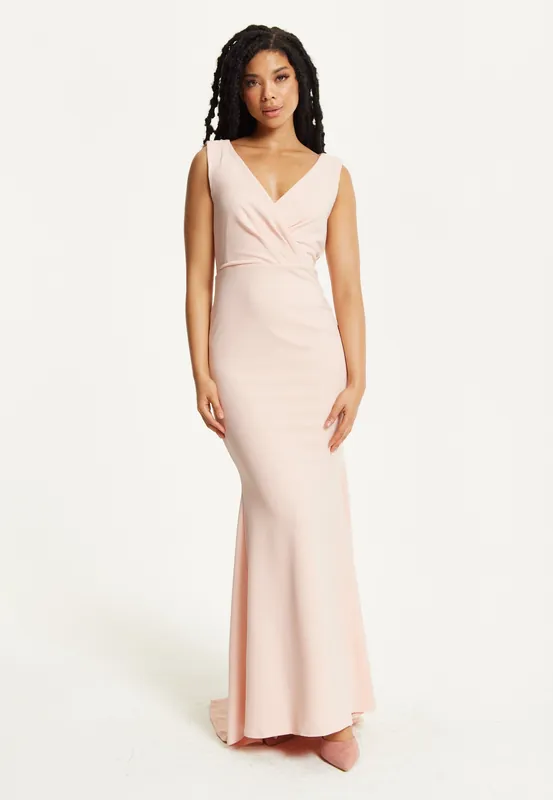 Blush Pink Draped Back Maxi Dress - Liquorish