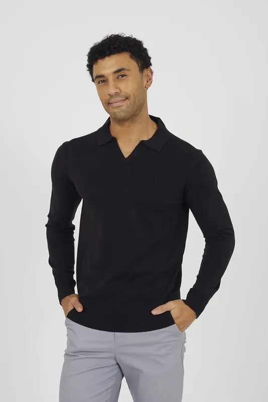 Trophy Neck Knitted Polo - Brave Soul