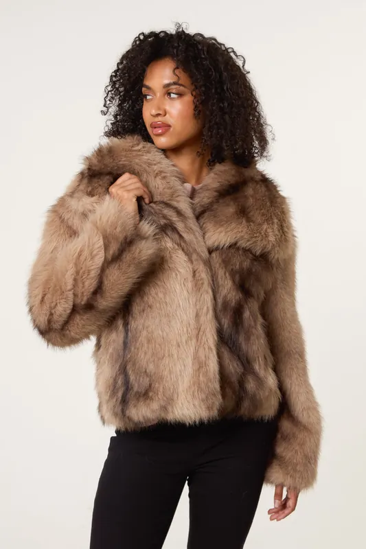 Light Brown Faux Fur Coat - Blue Vanilla