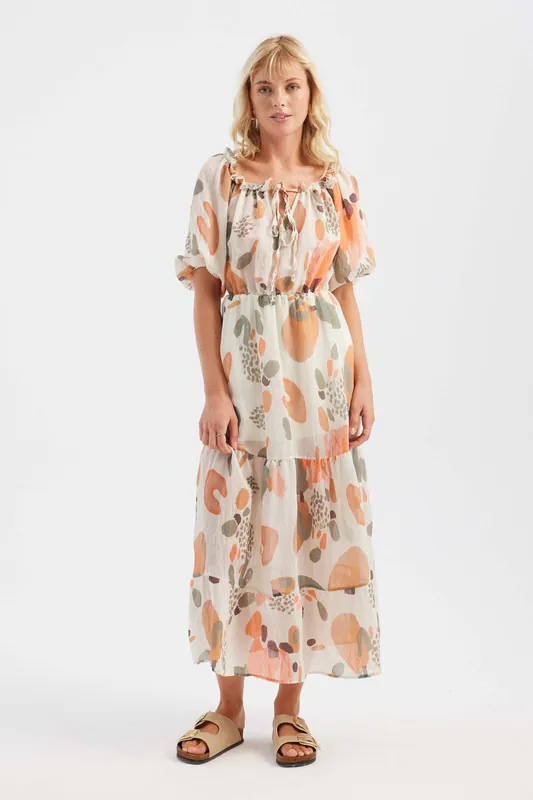 Abstract Off Shoulder Maxi Dress - Hiccup